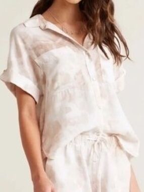 cloth & stone Pale Blush Button-Down Short Sleeve Shirt
